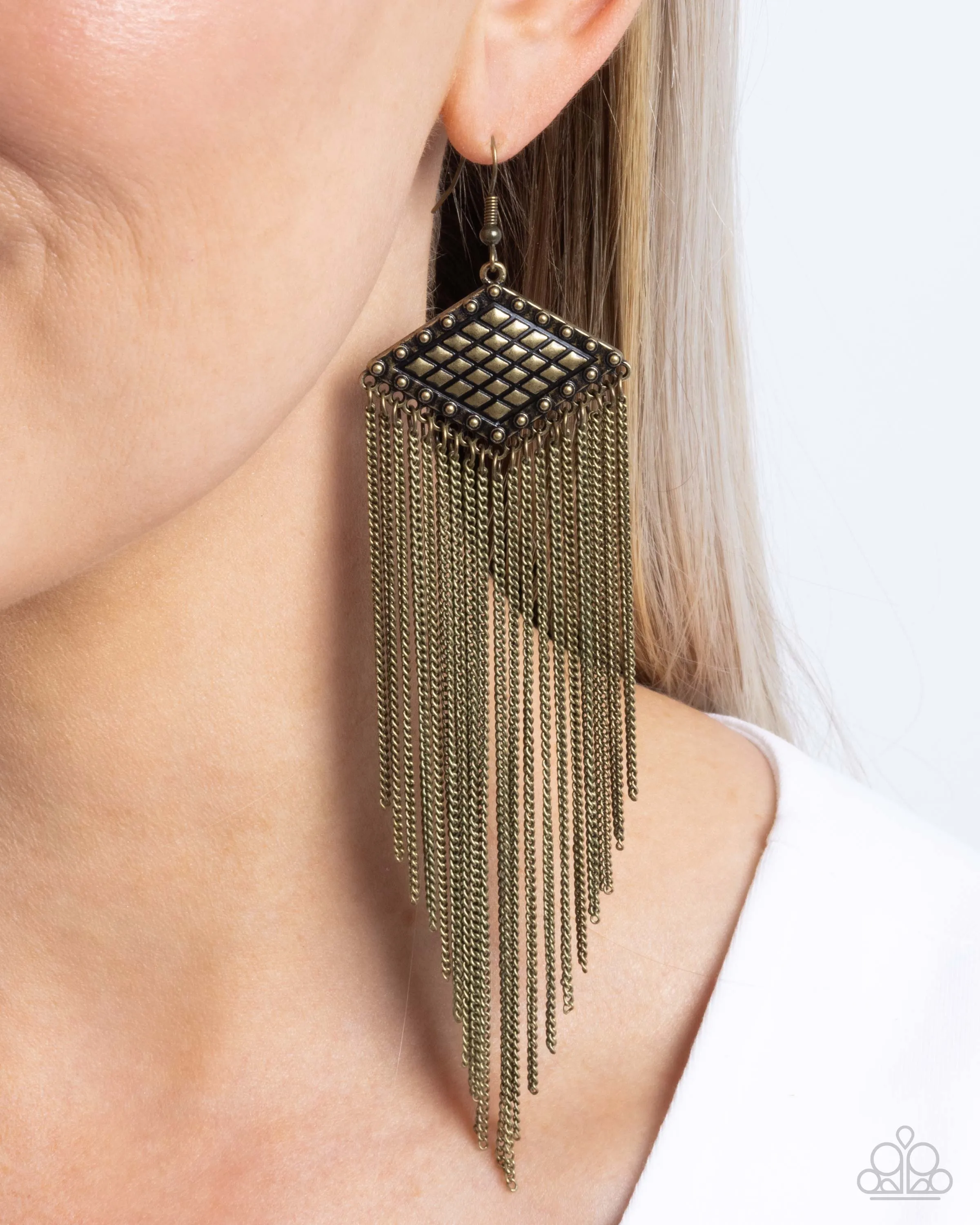 Paparazzi Forged Fringe - Brass Earrings