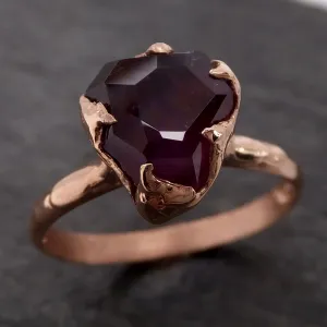 Partially Faceted Sapphire 14k rose Gold statement Cocktail Ring Custom One Of a Kind Gemstone Ring Solitaire 2129