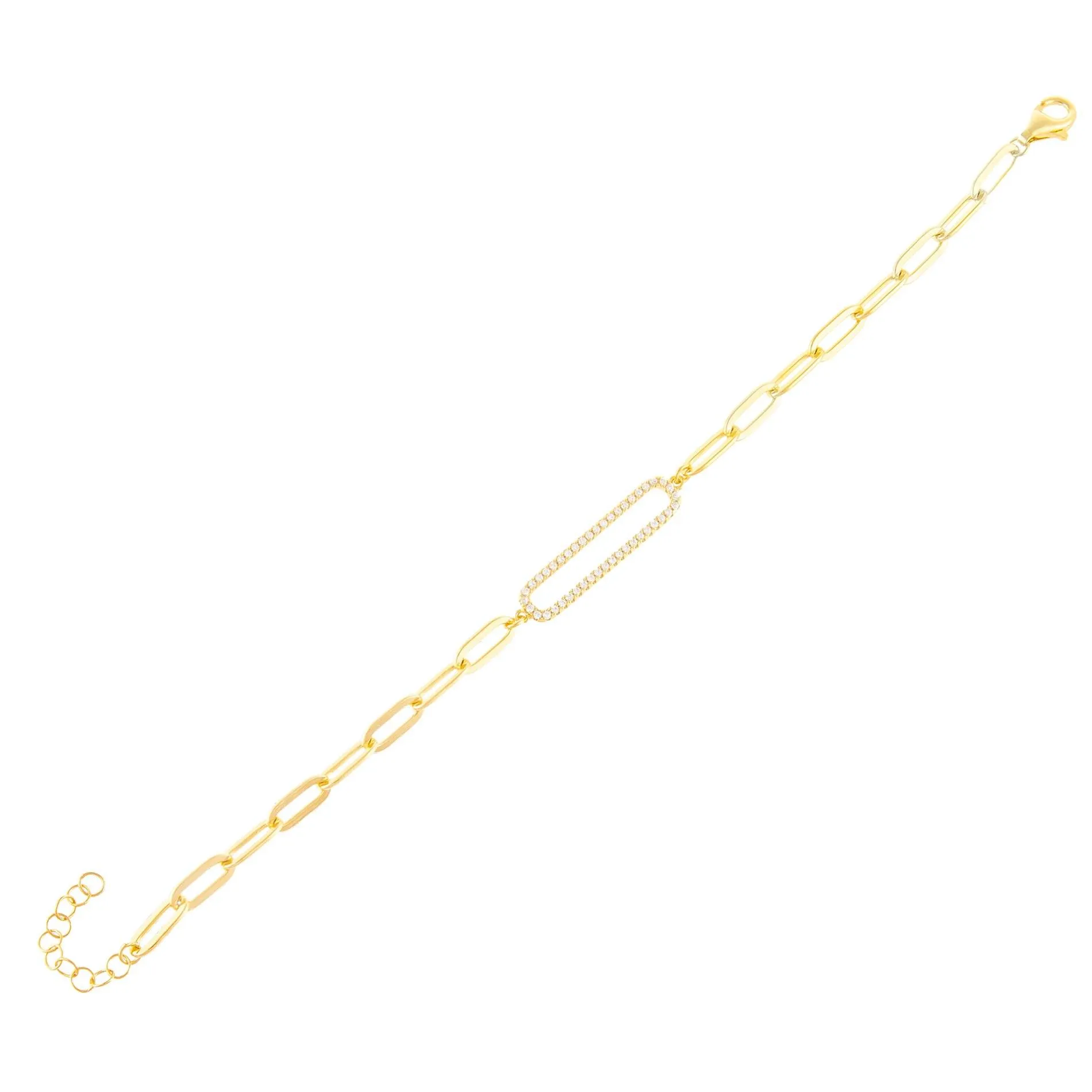 Pavé X Solid Oval Link Bracelet