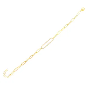 Pavé X Solid Oval Link Bracelet