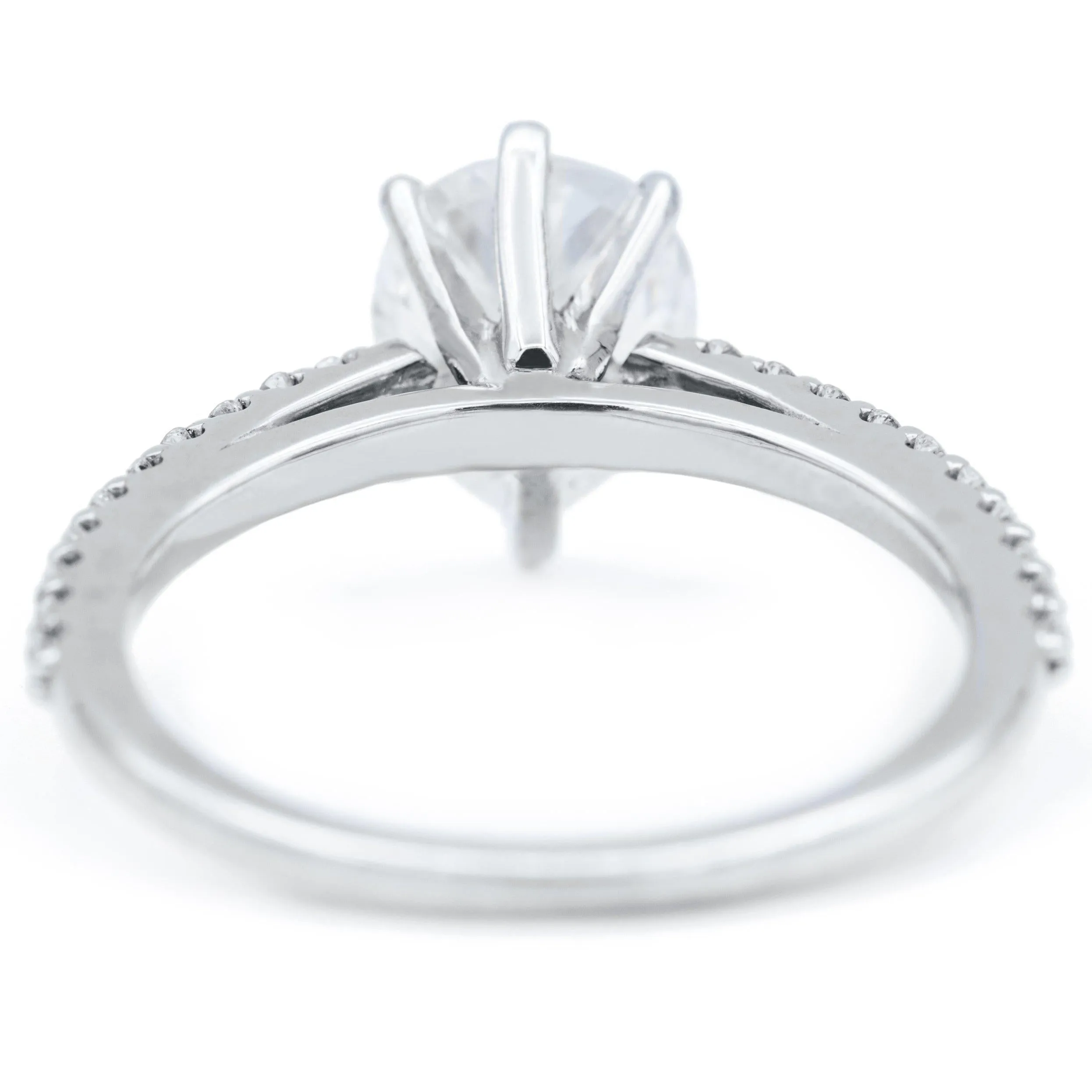 Pear Crushed Ice Moissanite 6 Prongs Diamond Accent Ice Cathedral Solitaire Ring