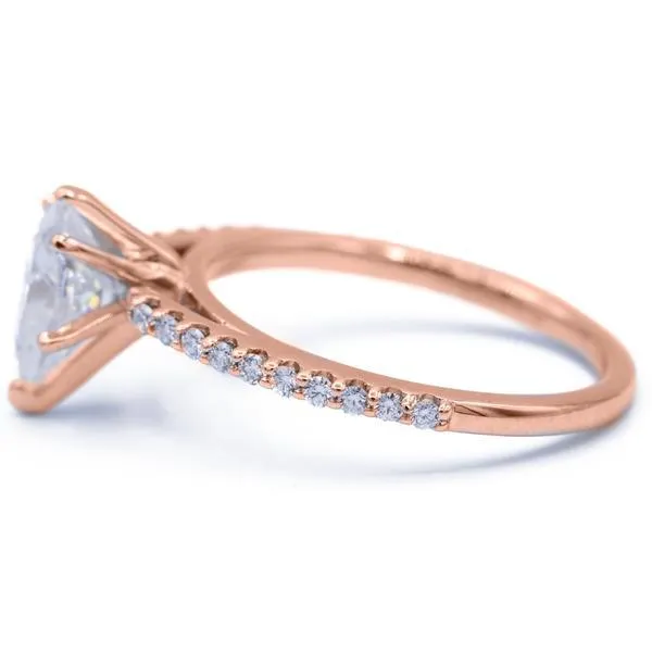 Pear Moissanite 6 Prongs Diamond Accent Ice Cathedral Solitaire Ring