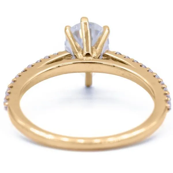 Pear Moissanite 6 Prongs Diamond Accent Ice Cathedral Solitaire Ring