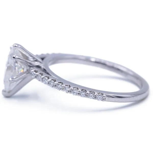 Pear Moissanite 6 Prongs Diamond Accent Ice Cathedral Solitaire Ring