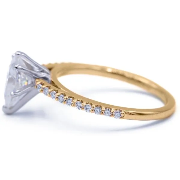 Pear Moissanite 6 Prongs Diamond Accent Ice Cathedral Solitaire Ring