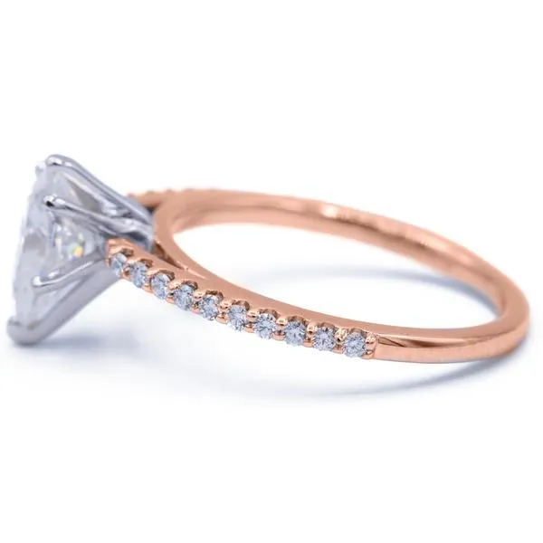Pear Moissanite 6 Prongs Diamond Accent Ice Cathedral Solitaire Ring