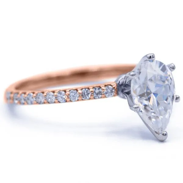 *Pear Moissanite 6 Prongs Diamond Accent Ice Solitaire Ring