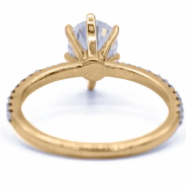 *Pear Moissanite 6 Prongs Diamond Accent Ice Solitaire Ring