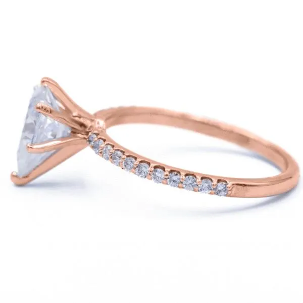 *Pear Moissanite 6 Prongs Diamond Accent Ice Solitaire Ring