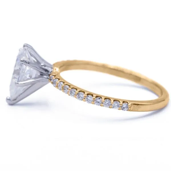 *Pear Moissanite 6 Prongs Diamond Accent Ice Solitaire Ring