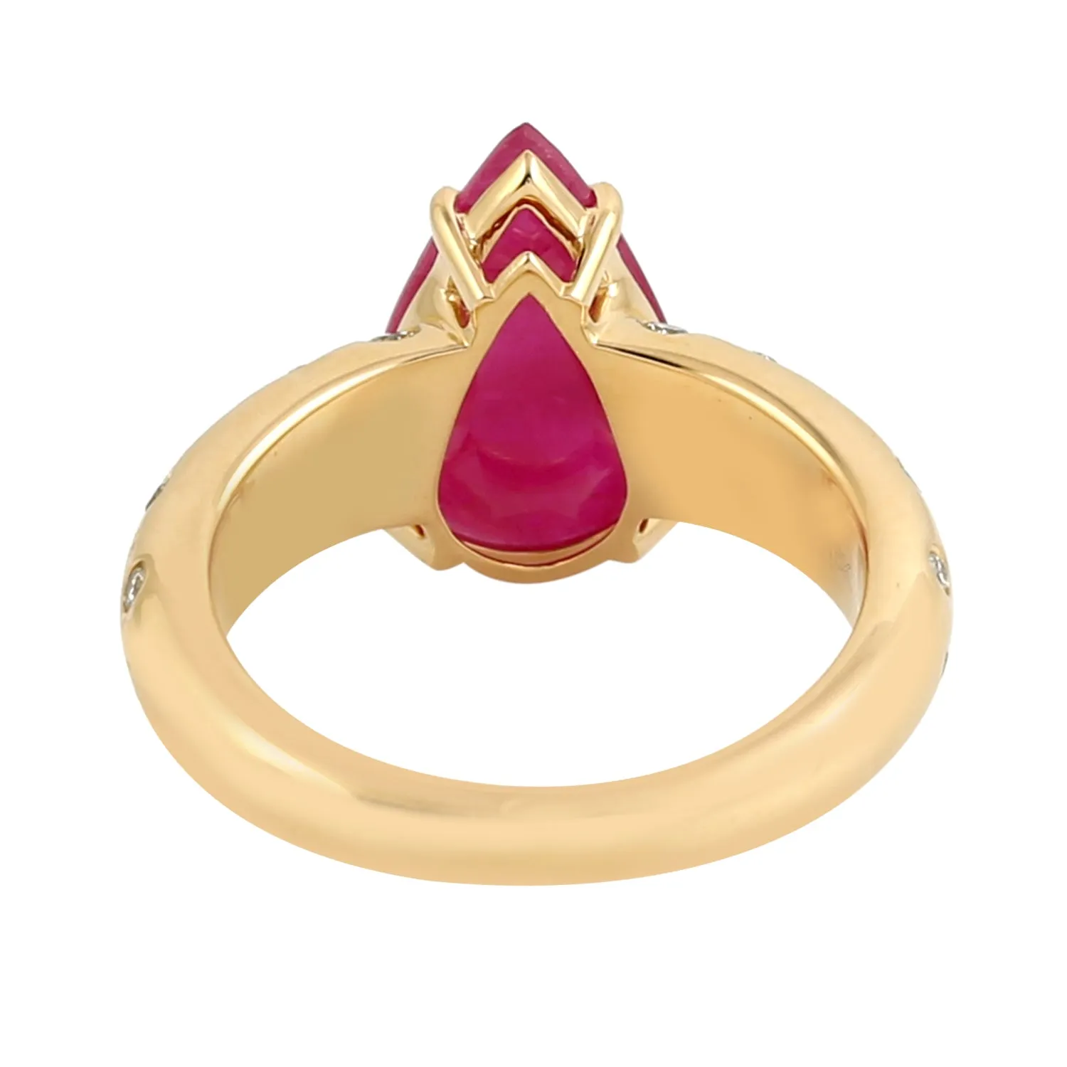 Pear Ruby Bezel Set Diamond In Yellow Gold Designer Ring Jewelry For Her