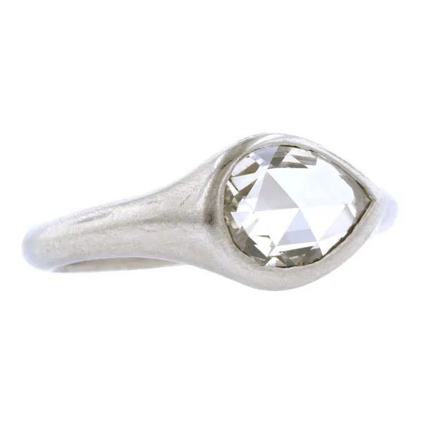 Pear Shaped Rose Cut Solitaire Ring, 0.76ct