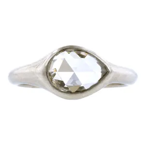 Pear Shaped Rose Cut Solitaire Ring, 0.76ct