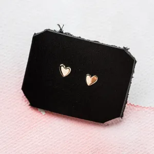 Petite Asymmetrical Heart Stud Earrings in 14k Gold
