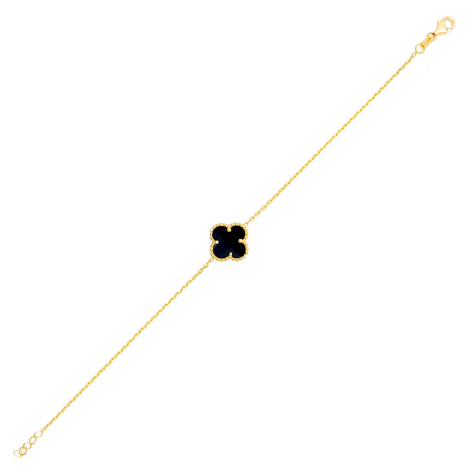 Petite Classy Black 21k Gold Clover Bracelet