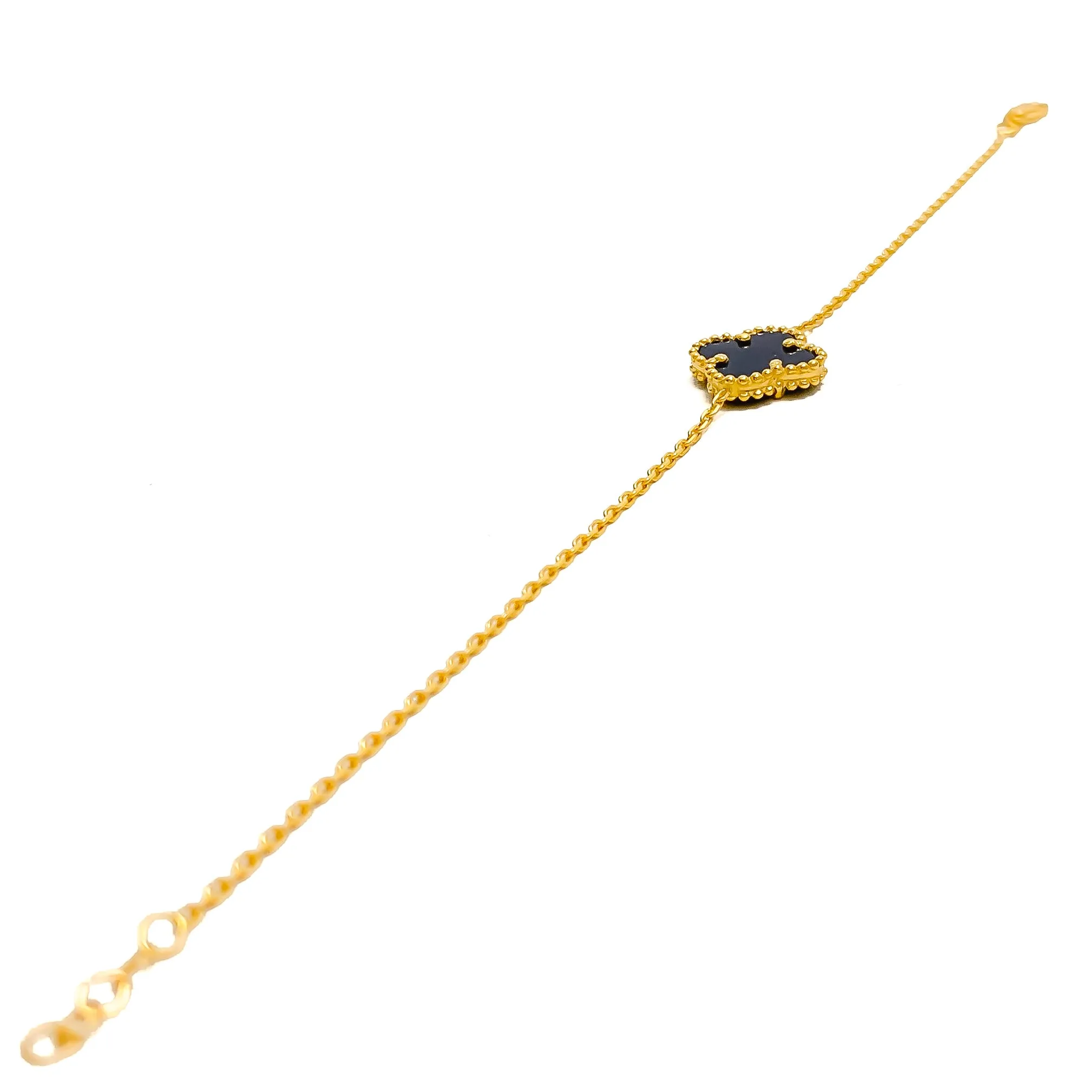Petite Classy Black 21k Gold Clover Bracelet