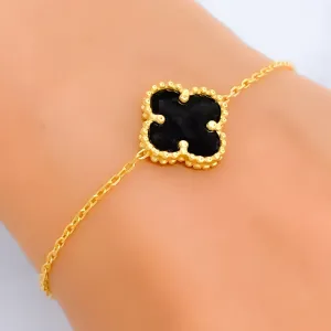 Petite Classy Black 21k Gold Clover Bracelet