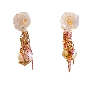 PINK BEACH BARBIE DIAMOND TAHITIAN CHAIN HOOPS