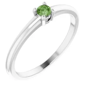 Platinum Natural Green Sapphire Ring