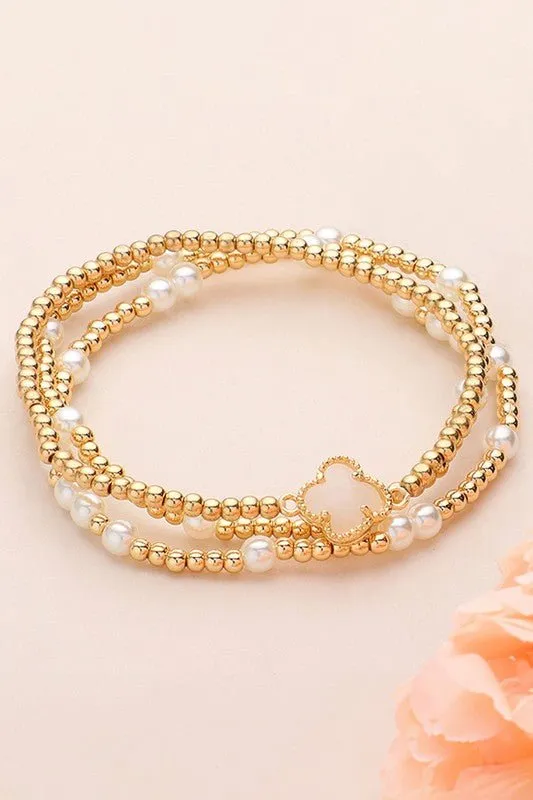 Pointed Pearl Gold Bracelets