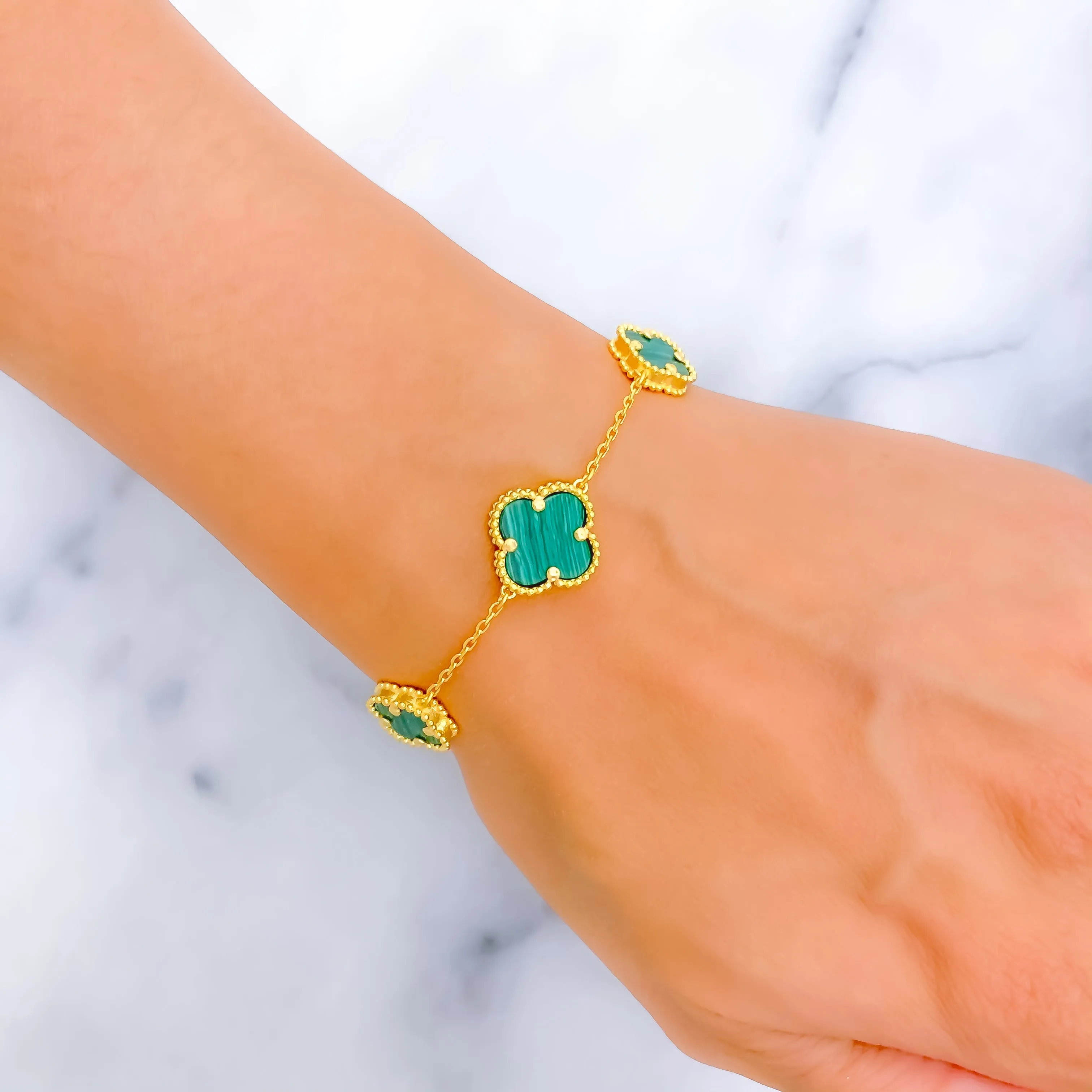 Polished Evergreen 21k Gold Bracelet