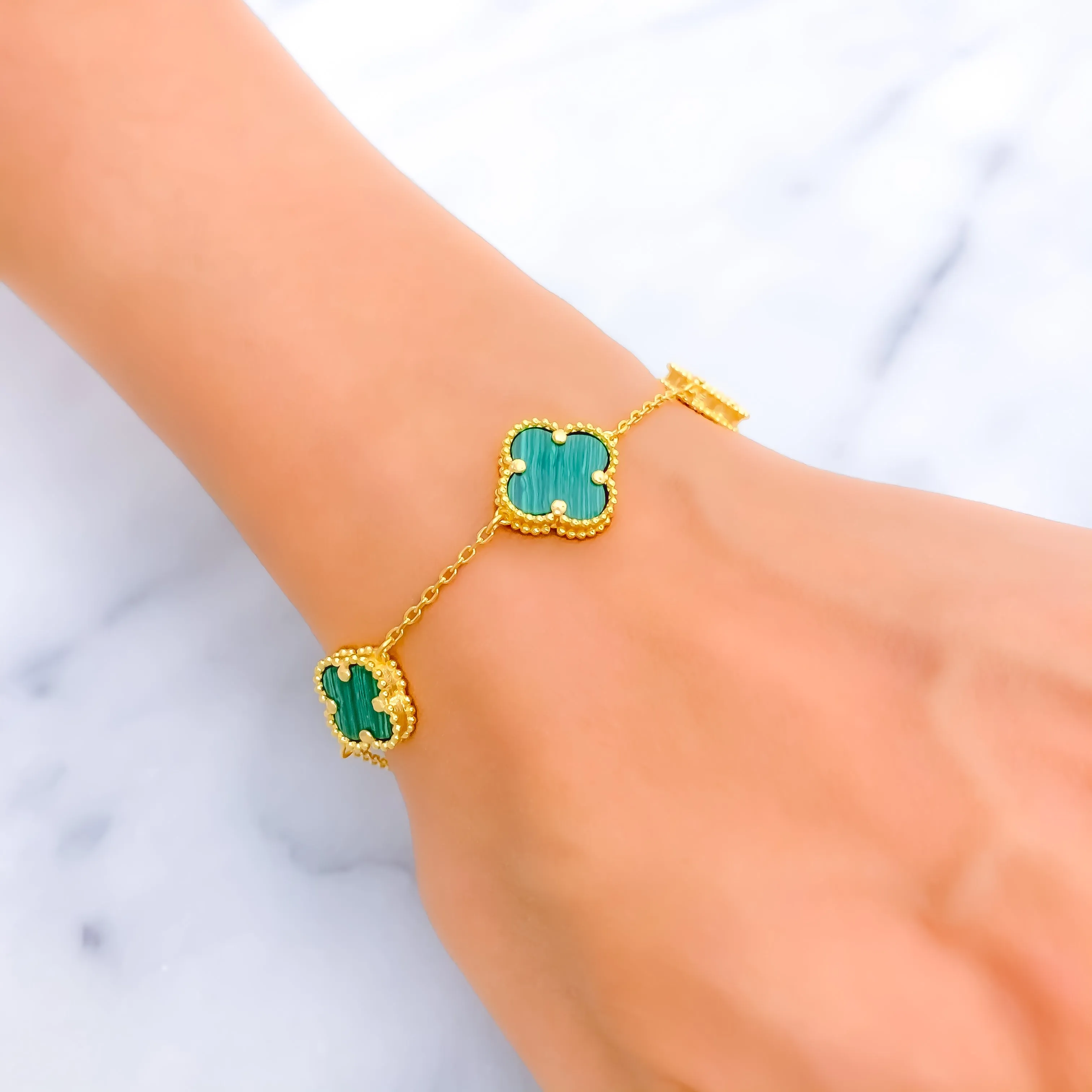 Polished Evergreen 21k Gold Bracelet