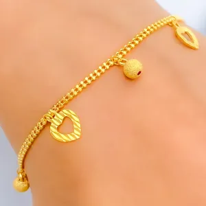 Posh Heart 22K Gold Charm Bracelet
