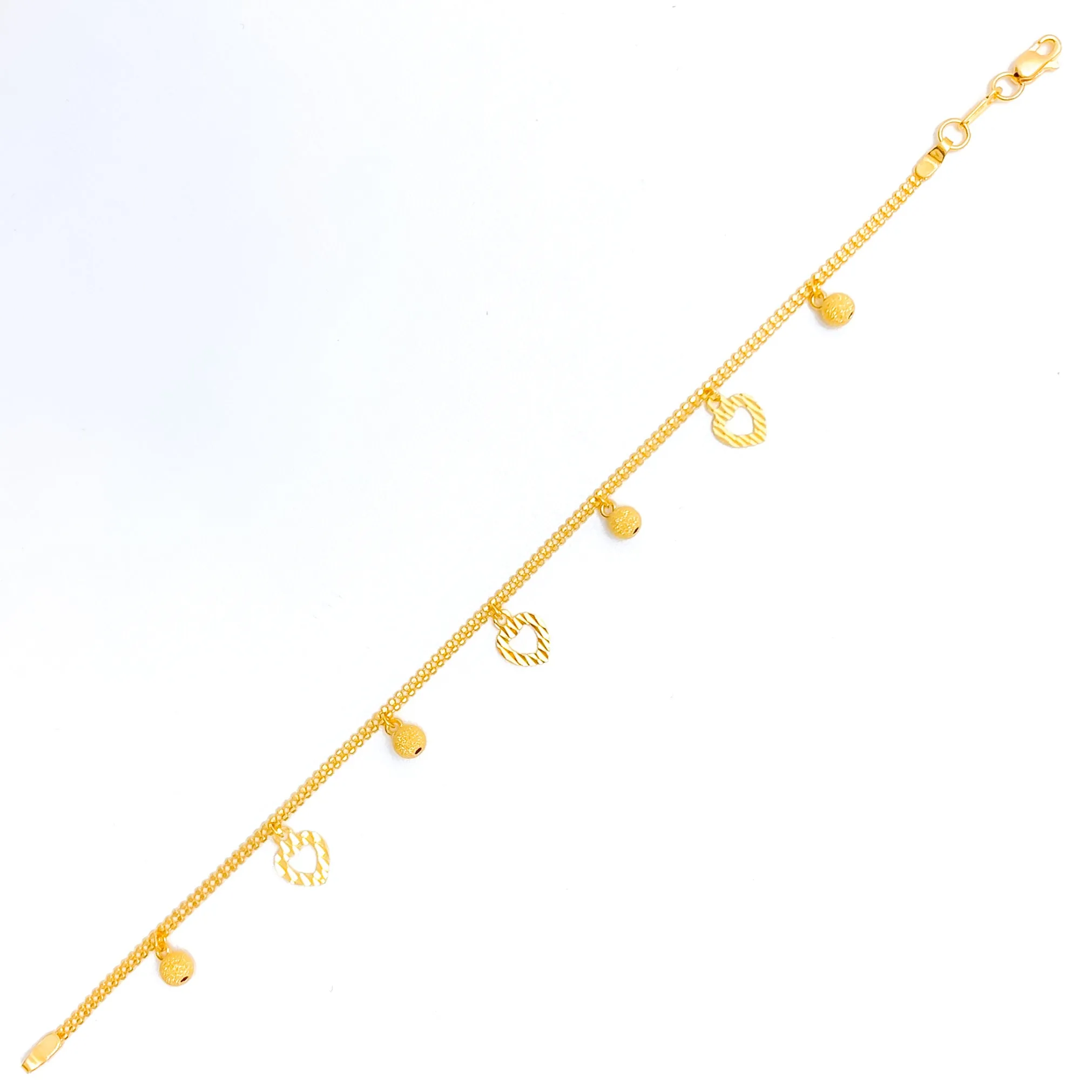 Posh Heart 22K Gold Charm Bracelet