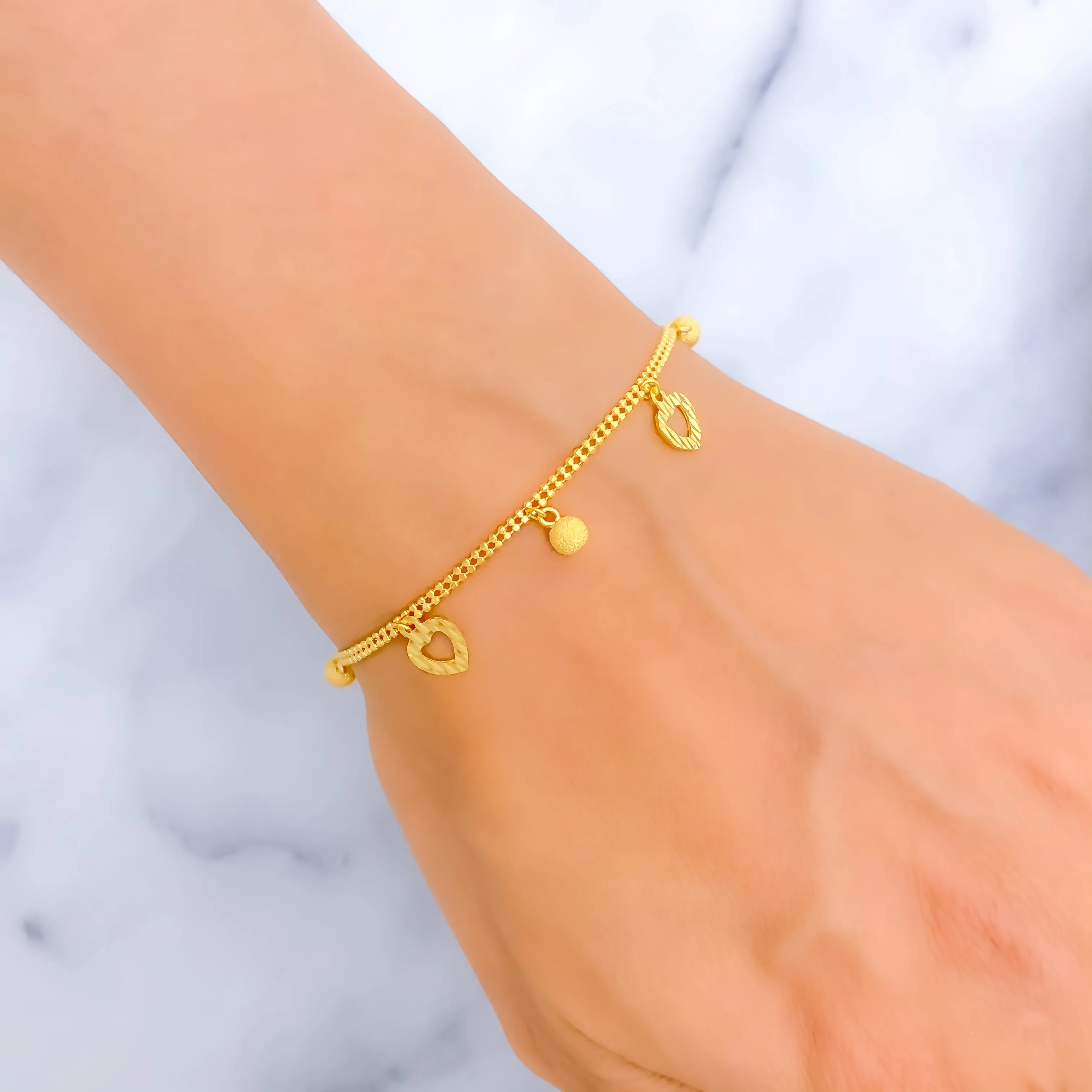 Posh Heart 22K Gold Charm Bracelet
