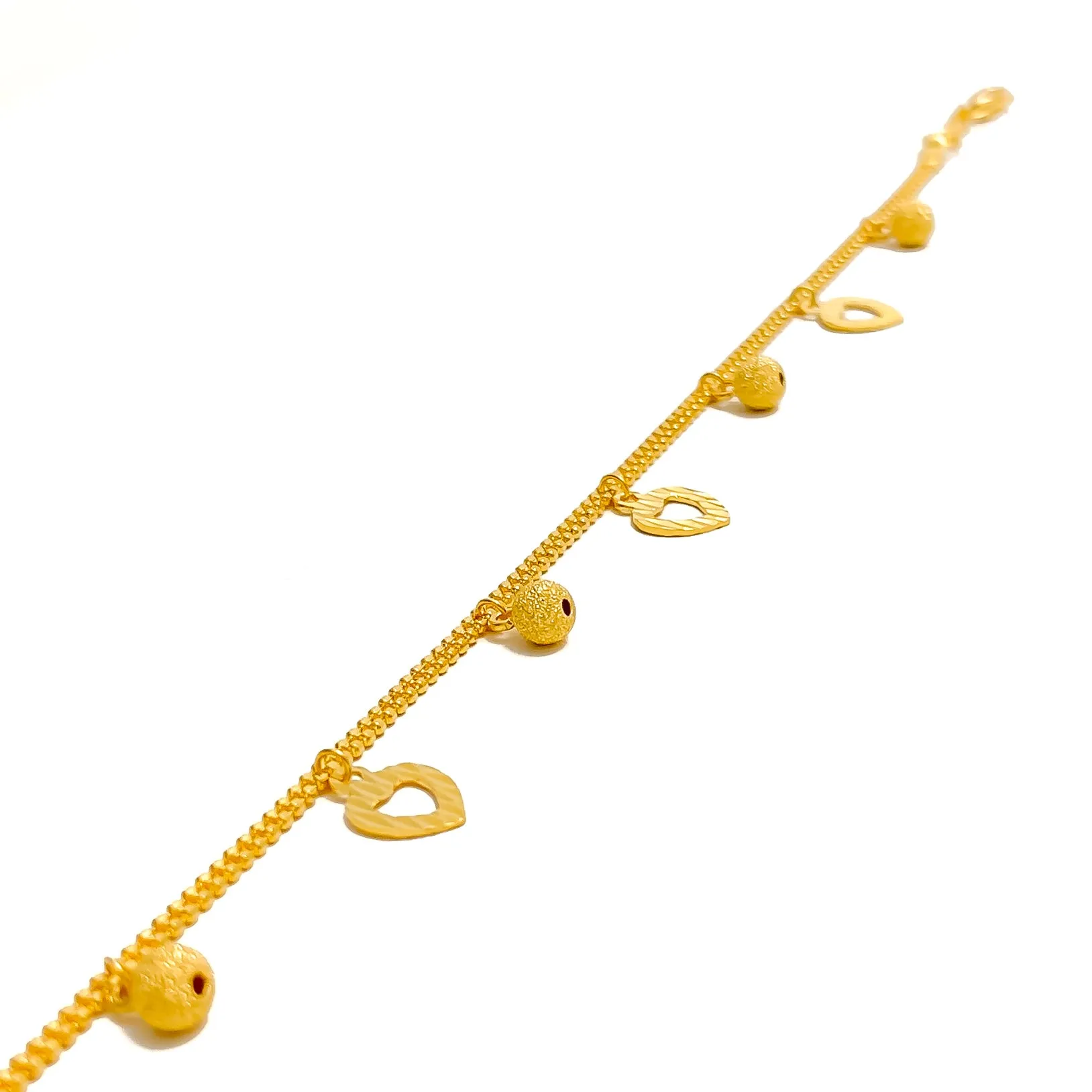 Posh Heart 22K Gold Charm Bracelet