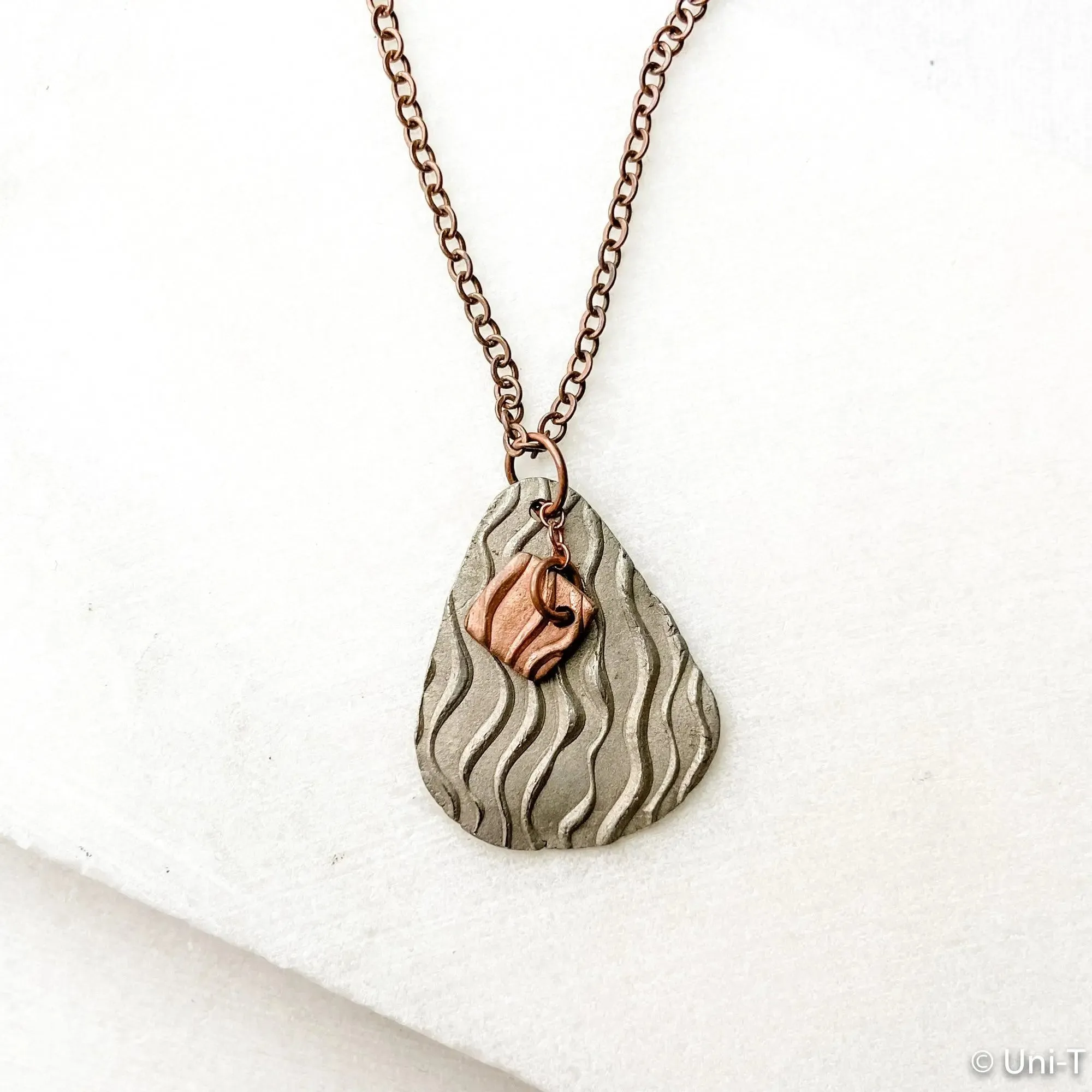 Precious Metal Clay Copper & White Copper Necklaces