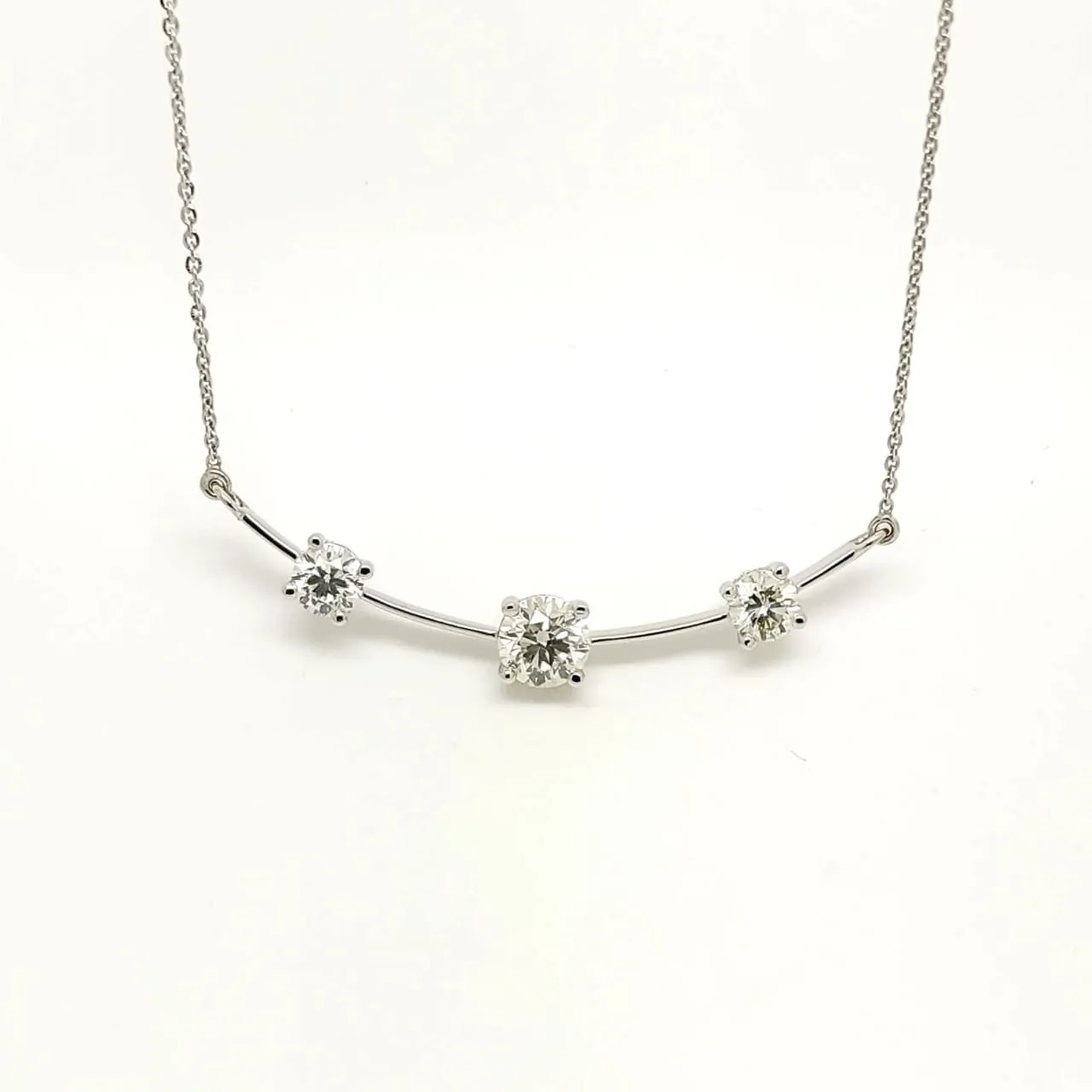 Premier Three-Stone Diamond Necklace in White Gold AD. NO. 2359