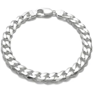 Pretty Sterling Silver Cuban Link Chain Bracelet 9mm (250 Gauge)