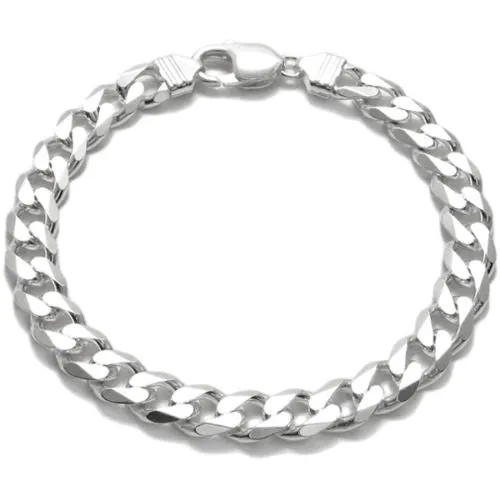 Pretty Sterling Silver Cuban Link Chain Bracelet 9mm (250 Gauge)