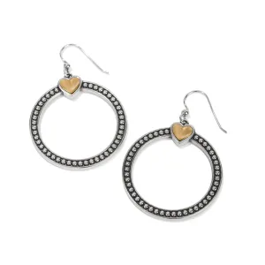 Pretty Tough Bold Heart Two Tone French Wire Earrings - JA9921