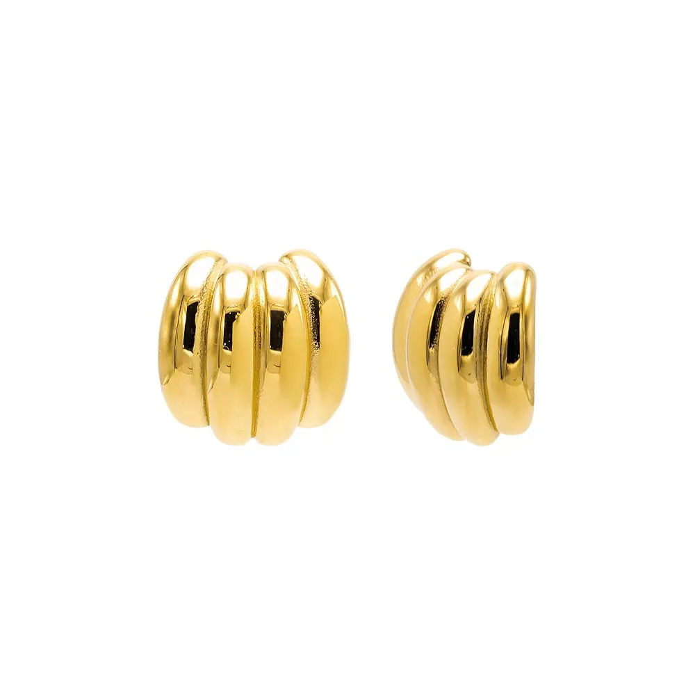 Puffy Ridged Statement Stud Earring