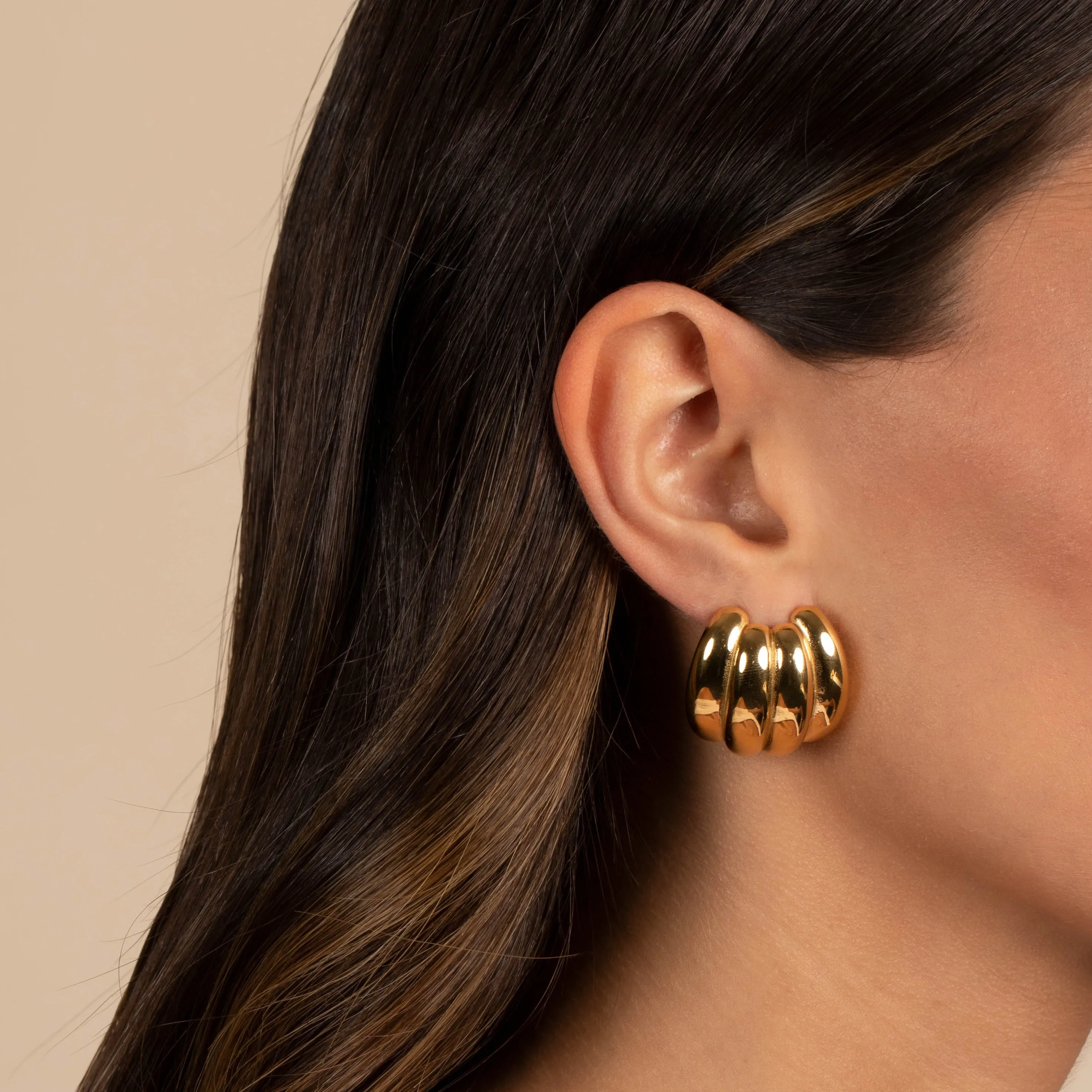 Puffy Ridged Statement Stud Earring