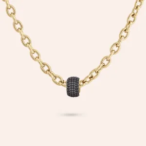 "The Rondelle" Pave Black Charm Necklace