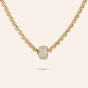 "The Rondelle" Pave Gold Charm Necklace