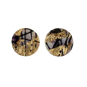 Ró Sgraffito Stud Earrings in Gold/Black