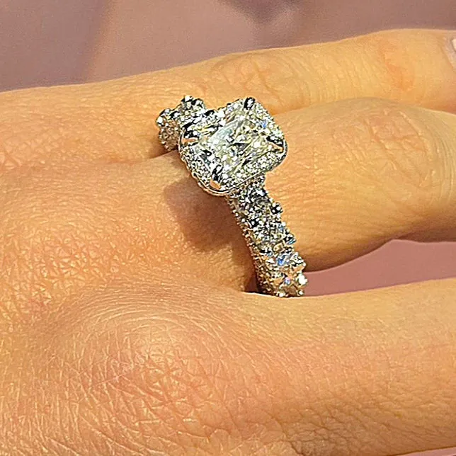 Radiant Elegance Lab-Created Moissanite Engagement Ring in Sterling Silver 925 - M100179