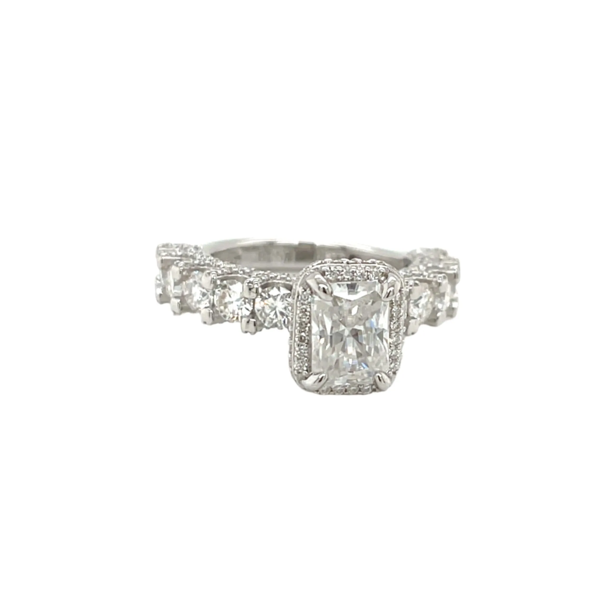 Radiant Elegance Lab-Created Moissanite Engagement Ring in Sterling Silver 925 - M100179