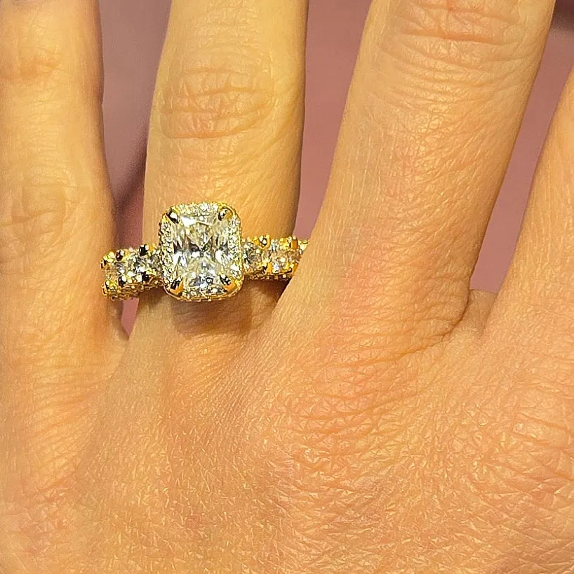 Radiant Elegance Lab-Created Moissanite Engagement Ring in Sterling Silver 925 - M100179