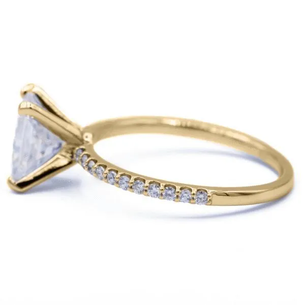 Radiant Moissanite 4 Prongs Diamond Accent Ice Solitaire Ring