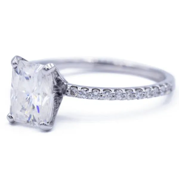 Radiant Moissanite 4 Prongs Diamond Accent Ice Solitaire Ring