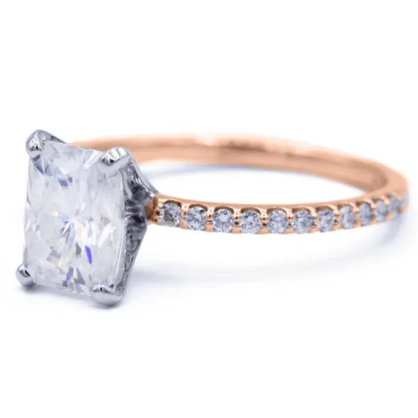 Radiant Moissanite 4 Prongs Diamond Accent Ice Solitaire Ring