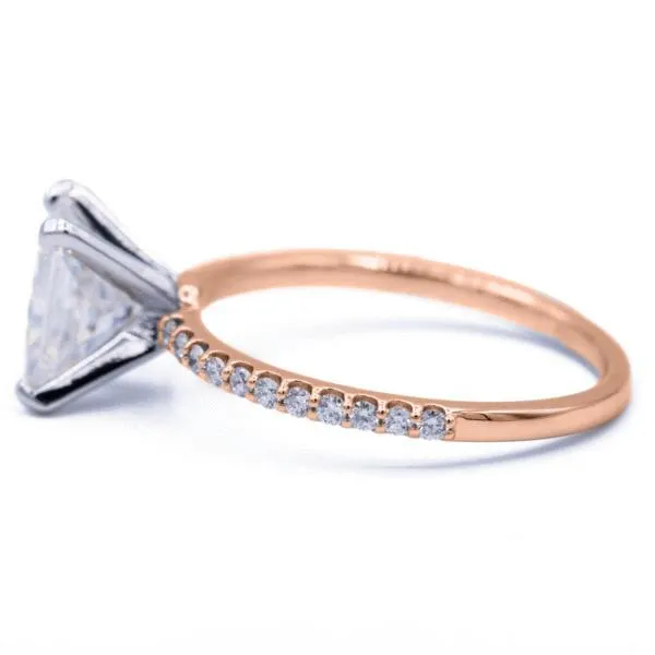 Radiant Moissanite 4 Prongs Diamond Accent Ice Solitaire Ring