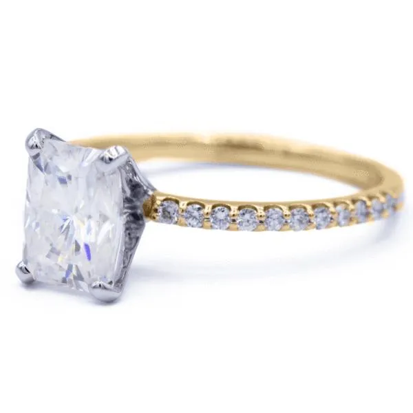 Radiant Moissanite 4 Prongs Diamond Accent Ice Solitaire Ring
