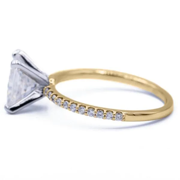 Radiant Moissanite 4 Prongs Diamond Accent Ice Solitaire Ring