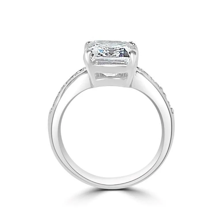Radiant Solitaire Diamond Veneer Cubic Zirconia 14K Gold Ring. 635R05K